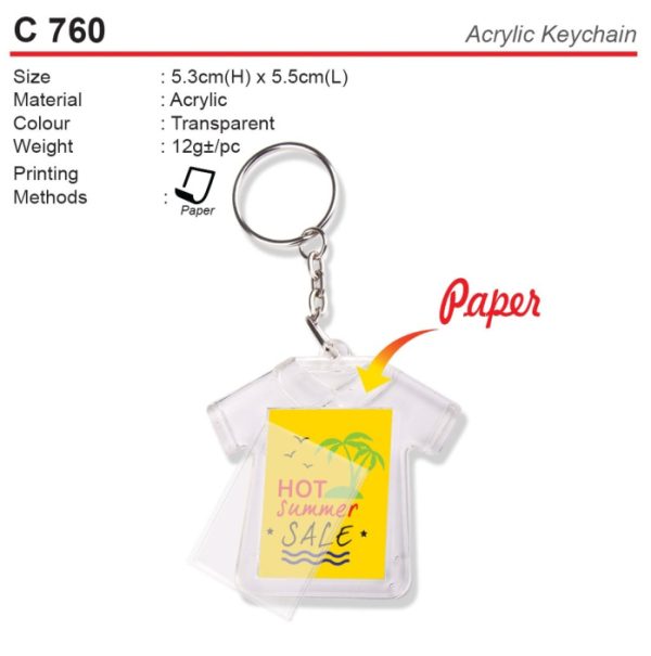 T-shirt Shape Plastic Keychain (C760)