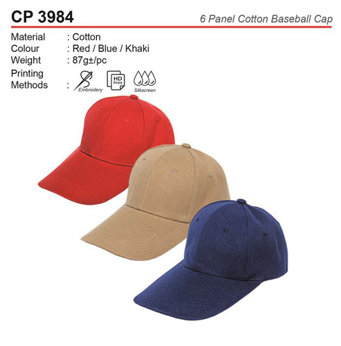 6 Panel Cotton Cap (CP3984)