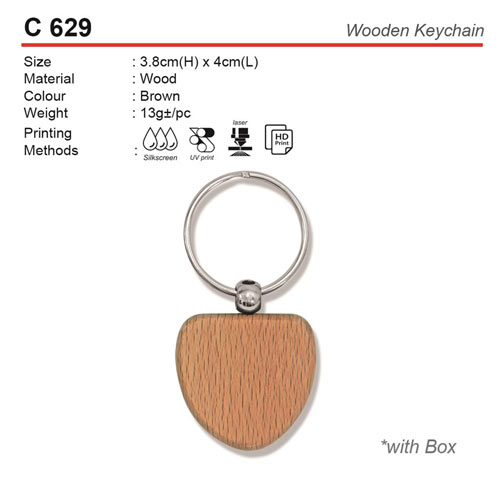 Love shaped Wooden Keychain (C629)