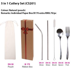 5 in 1 Straw set with pouch (CS201)