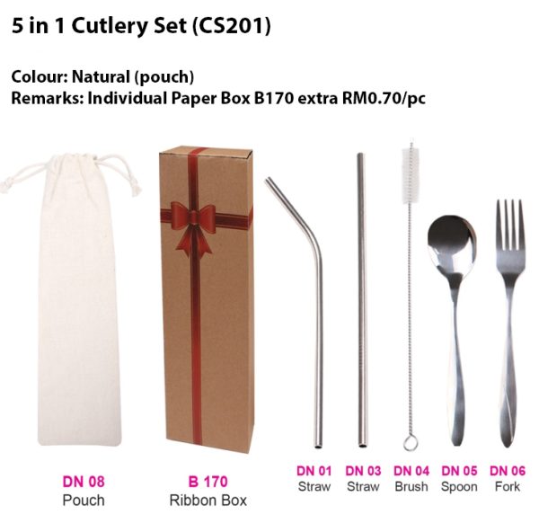 5 in 1 Straw set with pouch (CS201)