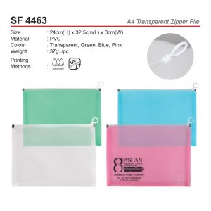 A4 transparent zipper file SF4463