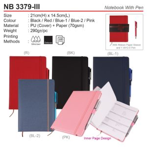 A5 pu notebook with pen NB3379-III