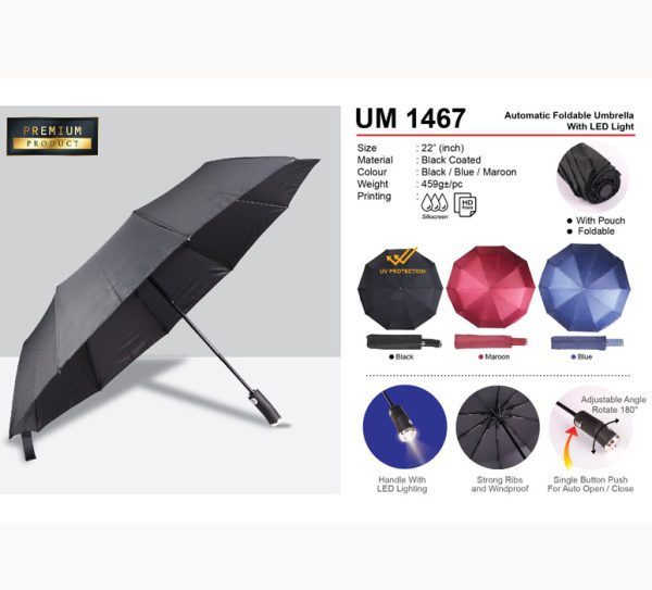 Foldable Umbrella with LED Light (UM1467)